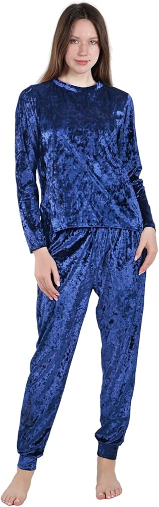 KAKU NANU Matching Pjs Casual Pajamas for Women Set 2 Piece Lounge Sets Soft Velour Pullover Top and Leg Pants S-XXL