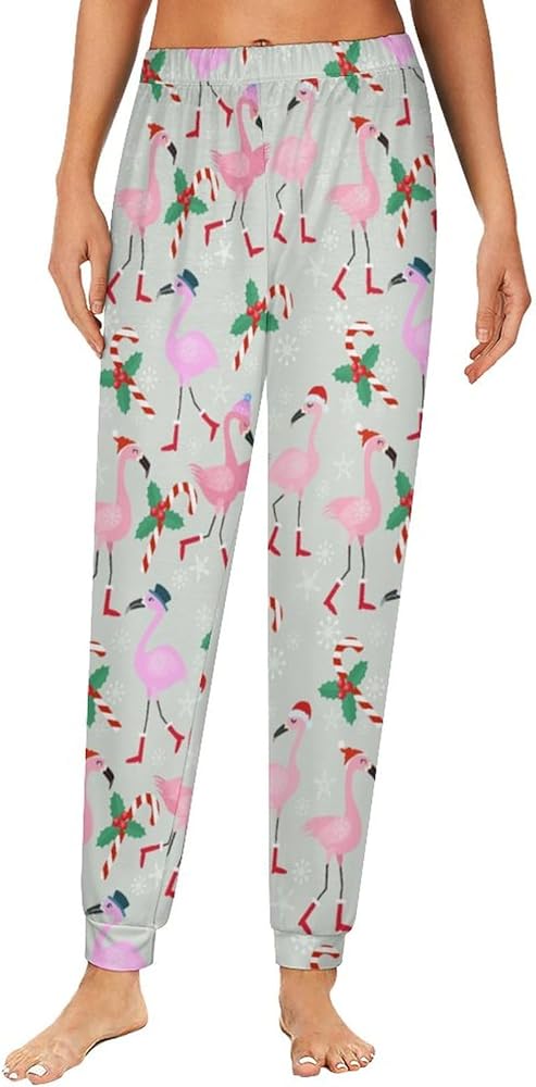 Christmas Santa Flamingo Women Pajama Pants Lounge Pajama Bottoms Soft Sleepwear Trousers Homewear