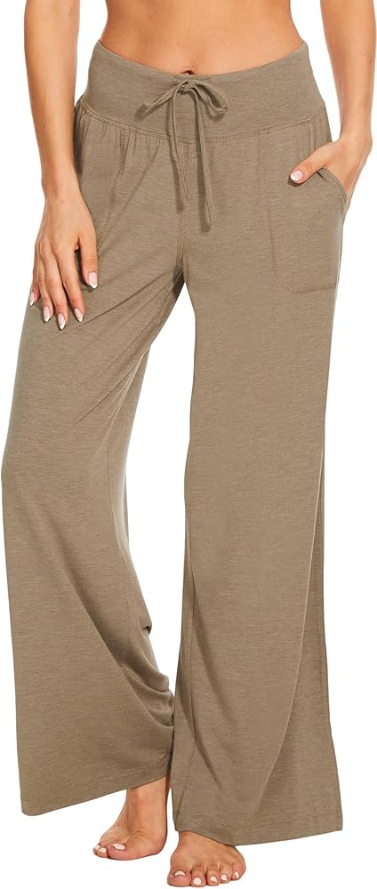 GYS Women's Pajama Pants Soft Bamboo Viscose Lounge Pants High Waisted Pj Bottoms Comfy Yoga Pants with Pockets