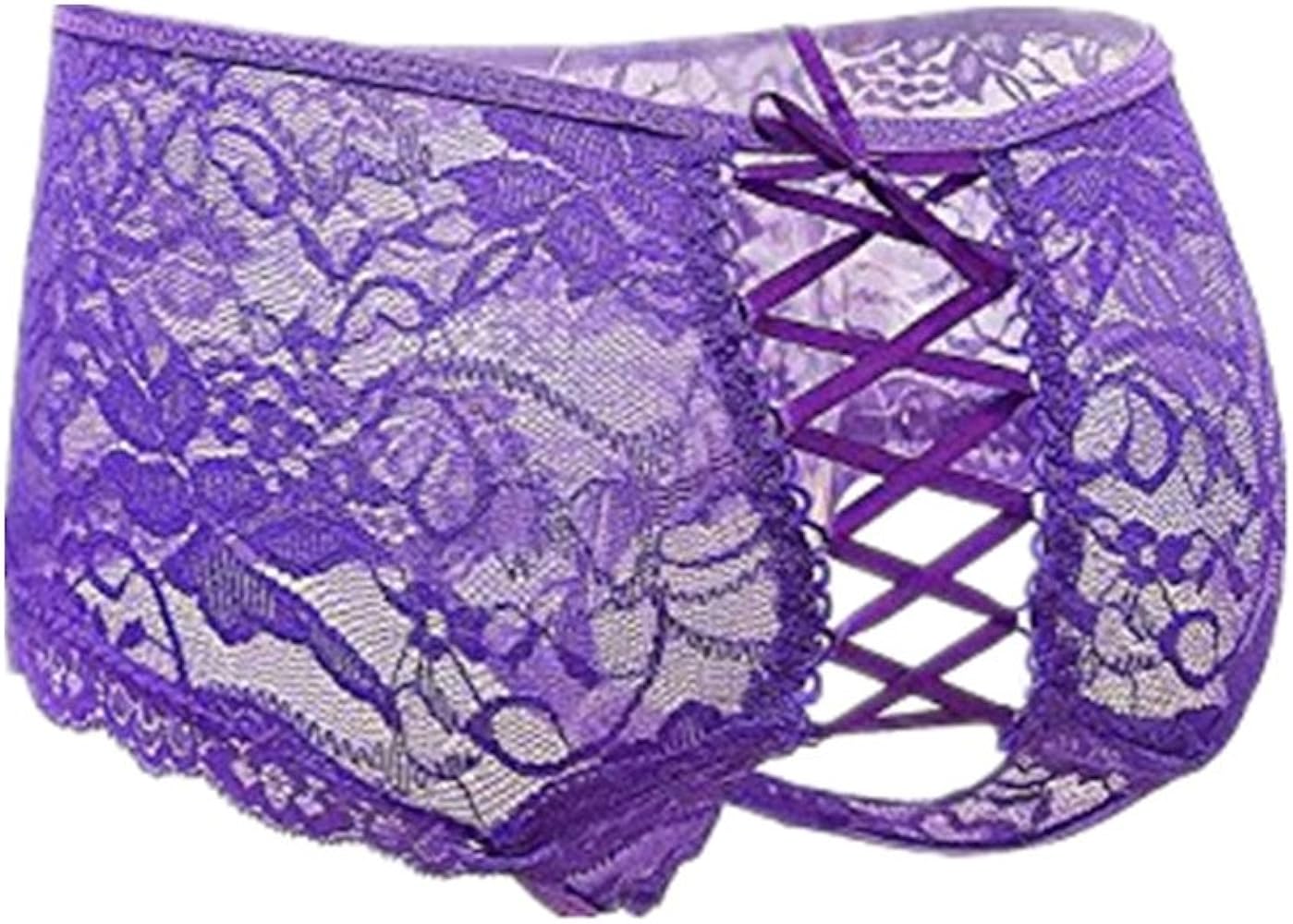 ohyeah Women Lace Boyshort Panty Lace Trim Boyshort Plus Size Underwear Panties Sheer Plus Size(XS-4XL)