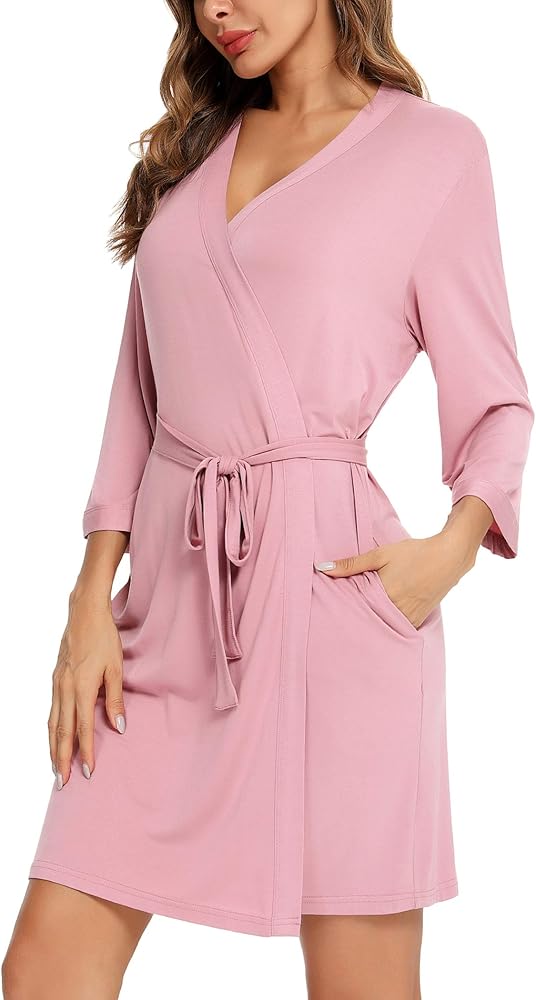 Samring Women's Lightweight Robe Soft Kimono Robes Short Bathrobe for Women Sleepwear