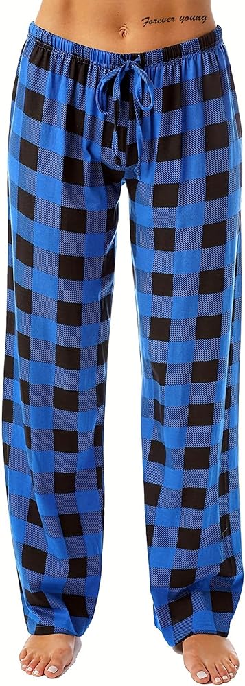 SOFIA'S CHOICE Women's Plaid Pajama Pants Drawstring Loose Pj Pant Lounge Sleepwear