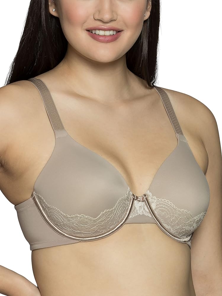 Vanity Fair Women's Full Figure Beauty Back Smoothing Bra with Lace, 4-Way Stretch Fabric, Lightly Lined Cups up to DD