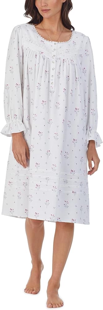 Eileen West Cotton Flannel Long Sleeve Waltz Gown Rosebuds SM