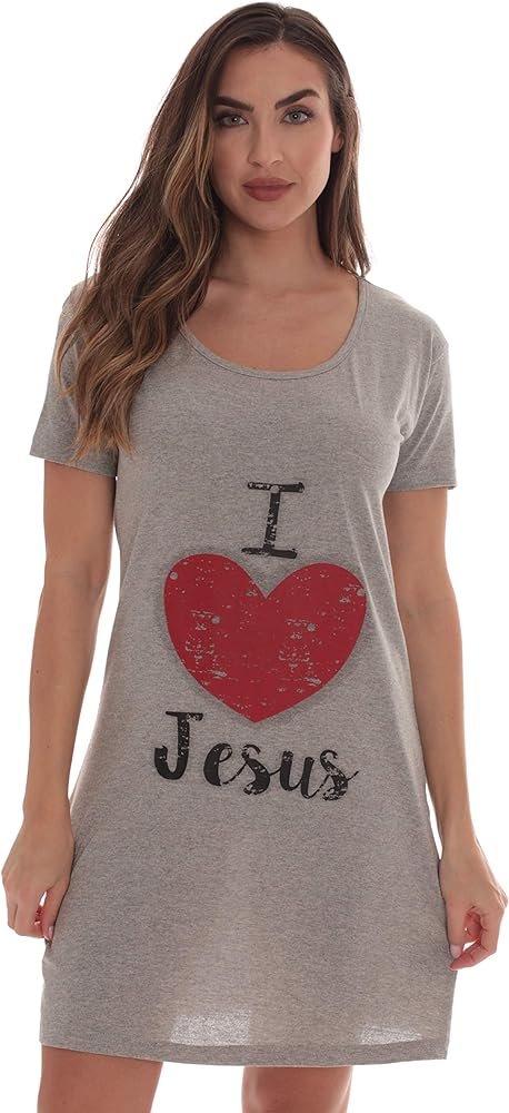 Just Love 100% Cotton Sleep Dress Night Shirt for Women with Religious Sayings