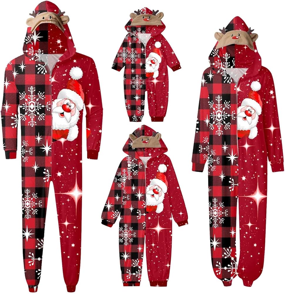 Family Christmas Pajamas Matching Sets, Onesie Jumpsuits Family Christmas Pjs Matching Sets Tee Shirt and Bottom Loungewear