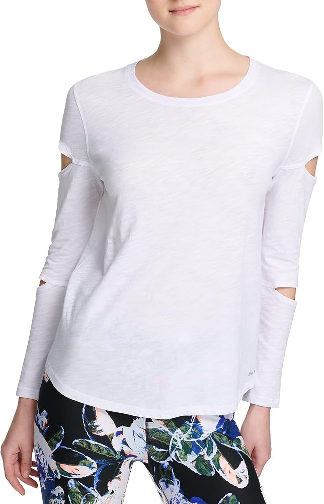 DKNY Women's Long Sleeve Cut Outs Top