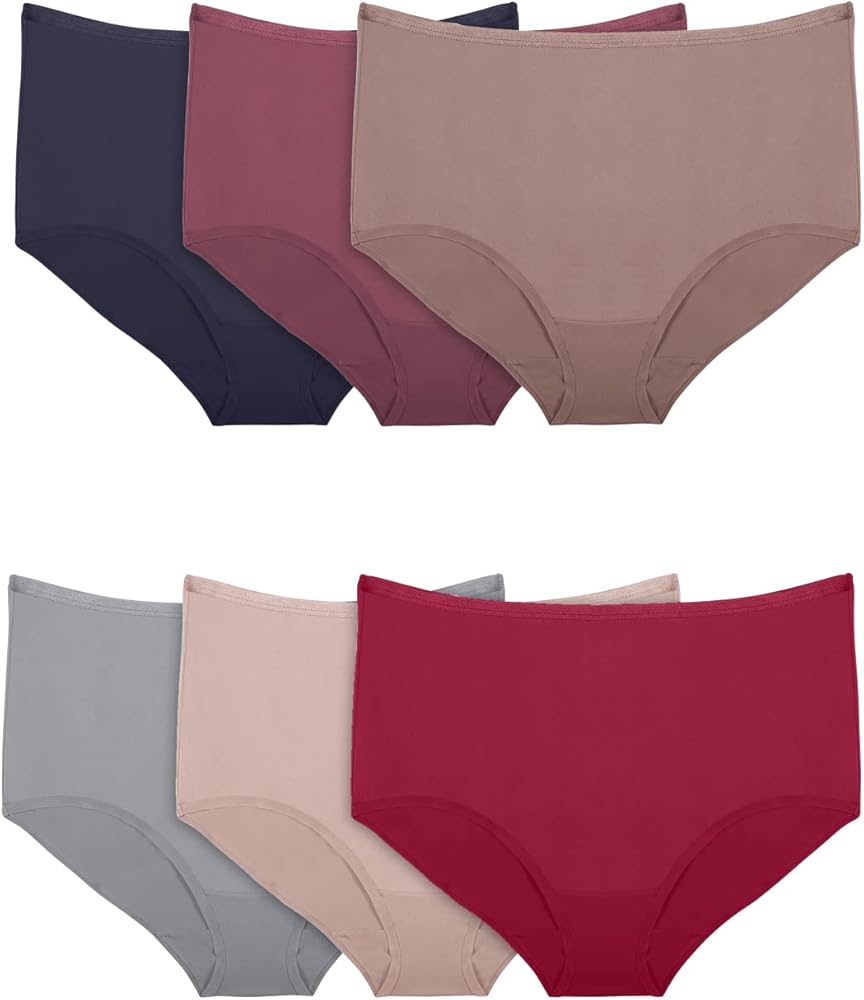 Fruit of the Loom Womens Microfiber Brief Panty 6 Pack, 6, Assorted Multicolor