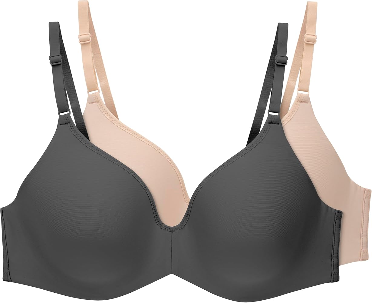 Hanes Womens T-Shirt Bra, Invisible Look Underwire Bra, Adjustable Bra For Women, 2-Pack