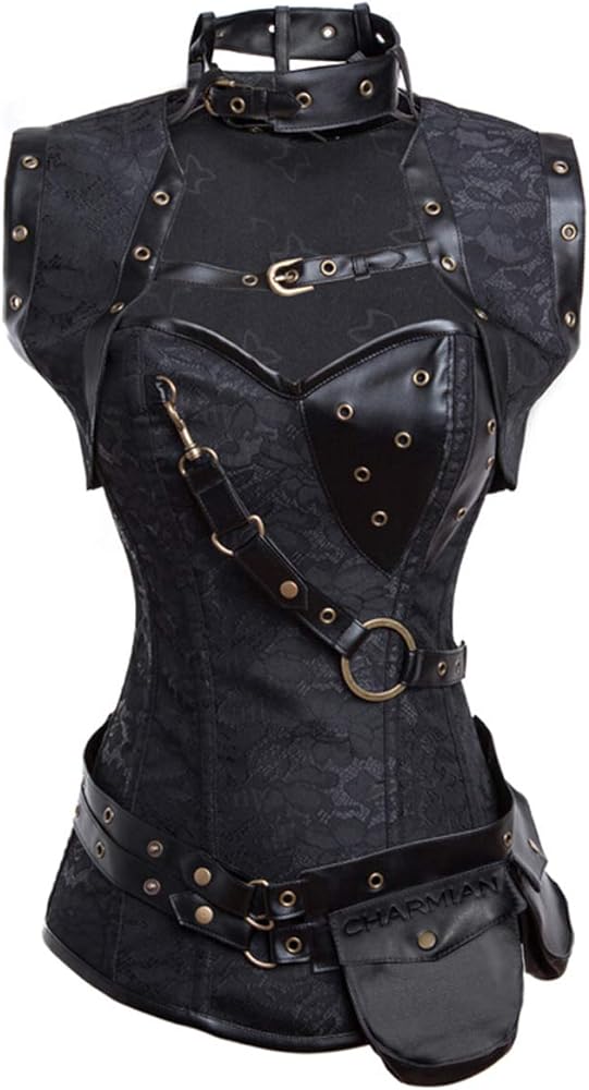 Charmian Women's Steampunk Spiral Steel Boned Vintage Retro Corset Tops Bustier