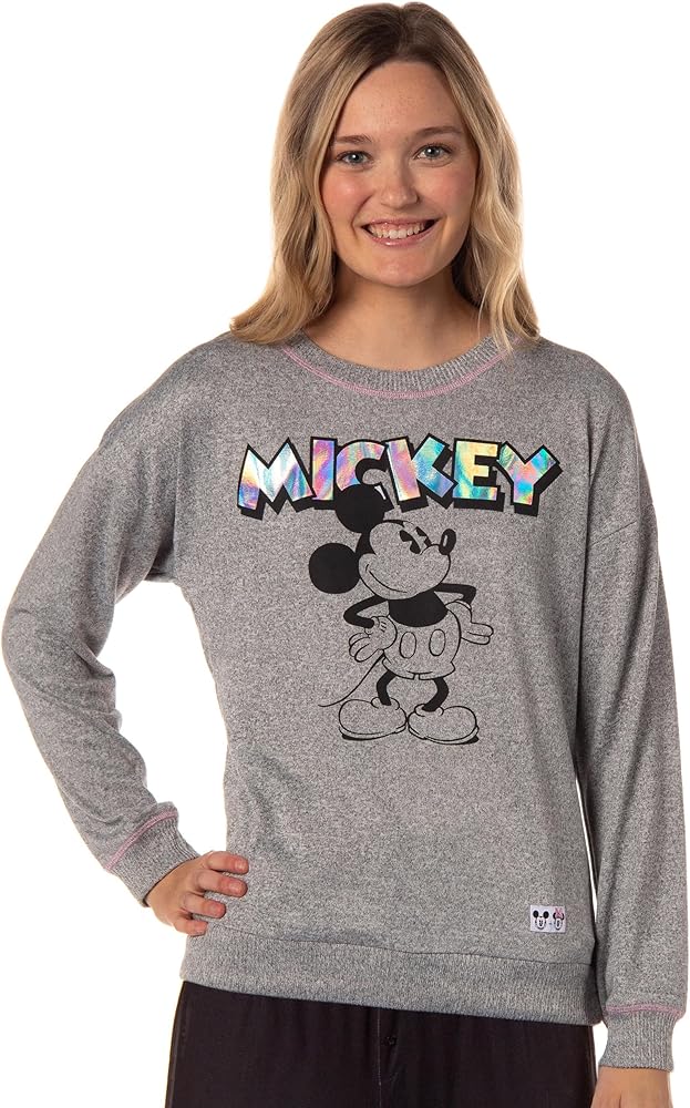 Disney Womens' Mickey Mouse Foil Long Sleeve Pajama Top Sleepwear Shirt