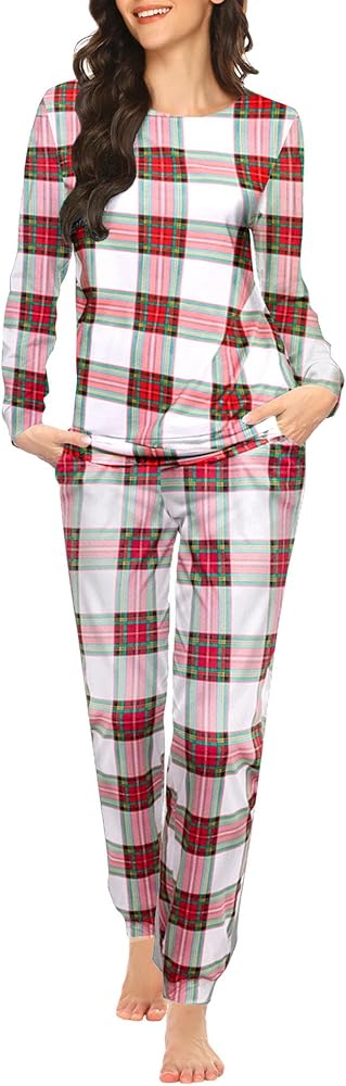 Ekouaer Pajama Sets Long Sleeve Jogger Sets 2 Piece Lounge Sets PJ Sets Sleepwear Loungewear for Women