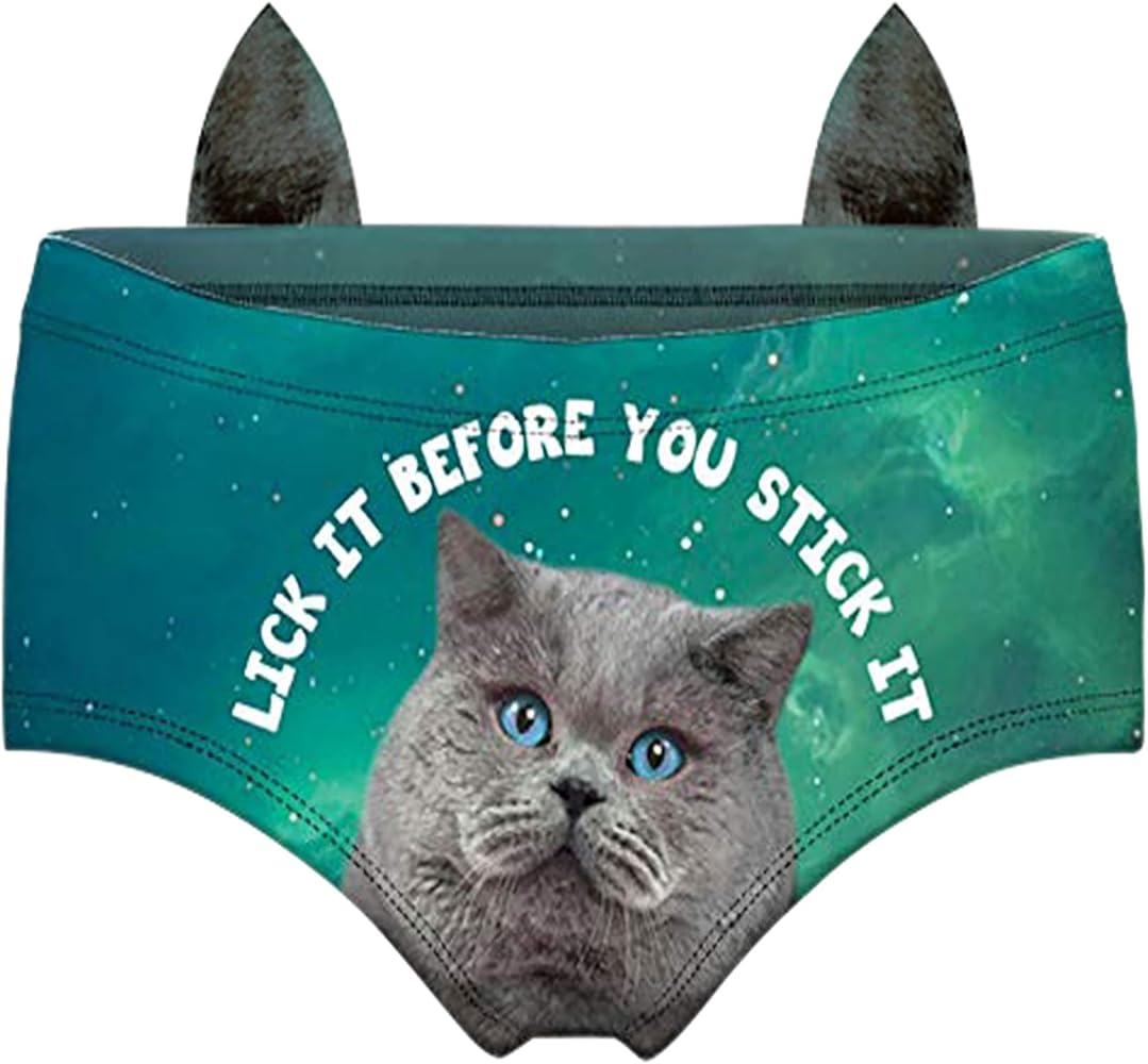 RUNYNXIN Funny low-waisted Ears Underwear Sexy for Women Gifts ERDNK004G-XL, X-Large, Cat's Ear2