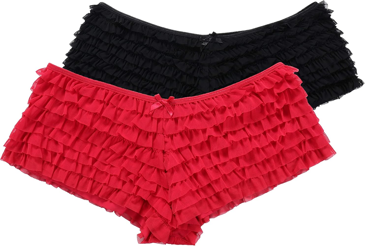 SHARICCA Womens Sexy Mesh Ruffle Panties Booty Boy Shorts Underwear