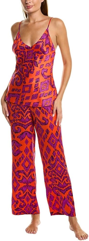 Natori Womens 2Pc Kii Pajama Set, L, Orange