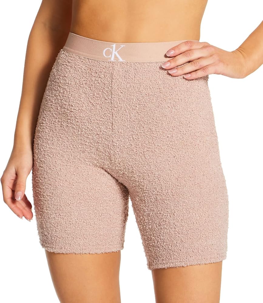 Calvin Klein Women's CK One Plush Sleep Short, QS6770, Honey Almond, XS