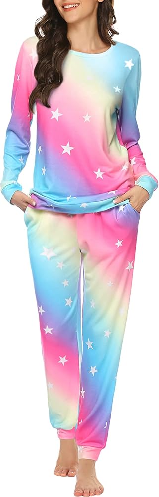 Ekouaer Pajama Sets Long Sleeve Jogger Sets 2 Piece Lounge Sets PJ Sets Sleepwear Loungewear for Women