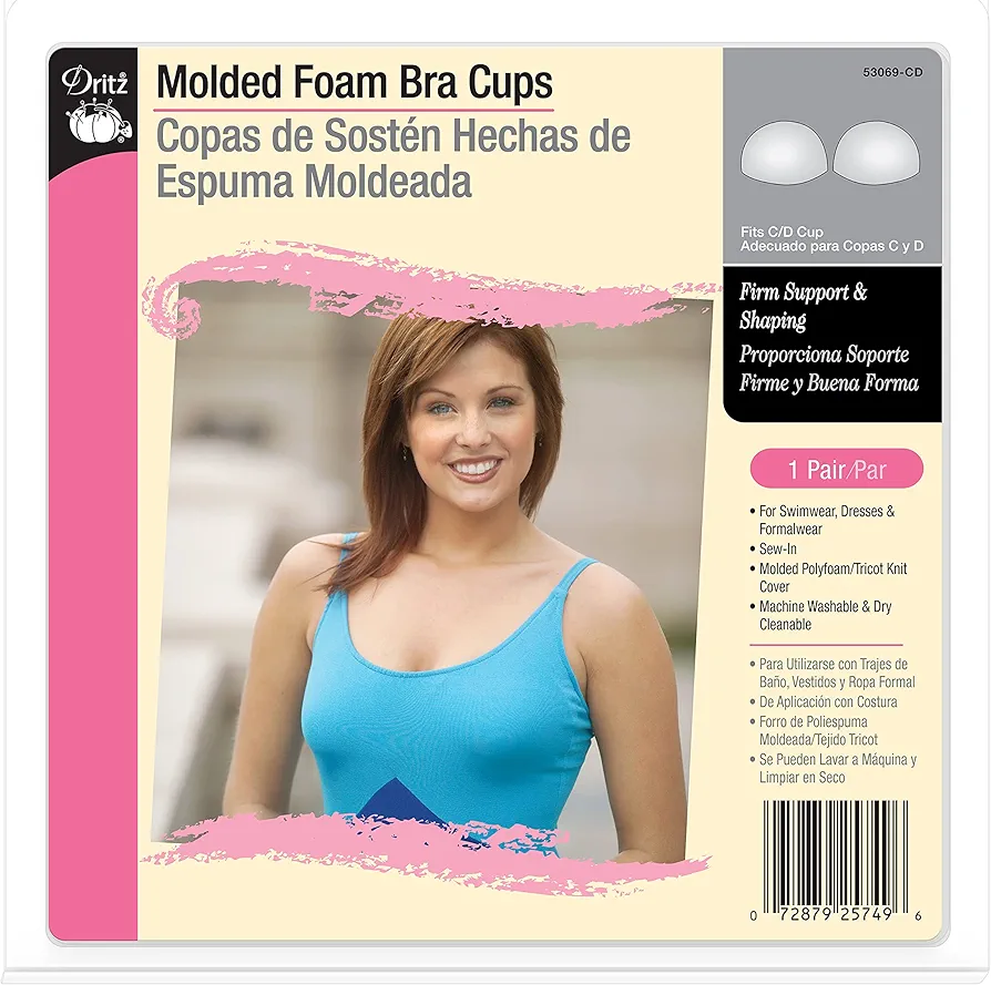 Dritz womens Firm Molded Foam Sew-in Bra Cups, White, C D US