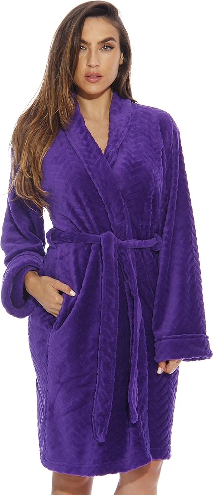 Just Love Velour Chevron Texture Bath Robes for Women