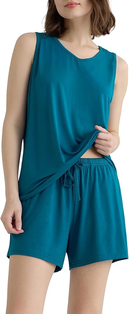 Latuza Women's Silky Soft Viscose Tank Top Short Pajama Set