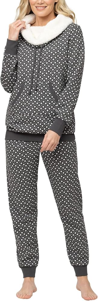 PajamaGram Womens Pajama Sets - Winter Pajamas For Women, Shearling Rollneck