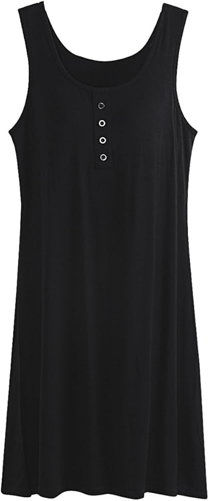 Womens Sleeveless Built-in Shelf Padded Bra Nightgown Sleepwear Summer Slip Night Dress Black US 0