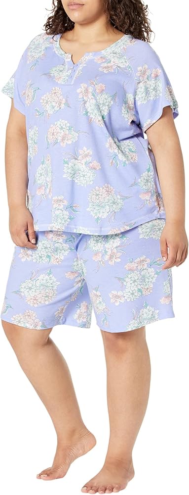 Karen Neuburger Women's Plus Size Short Sleeve Bermuda Pj