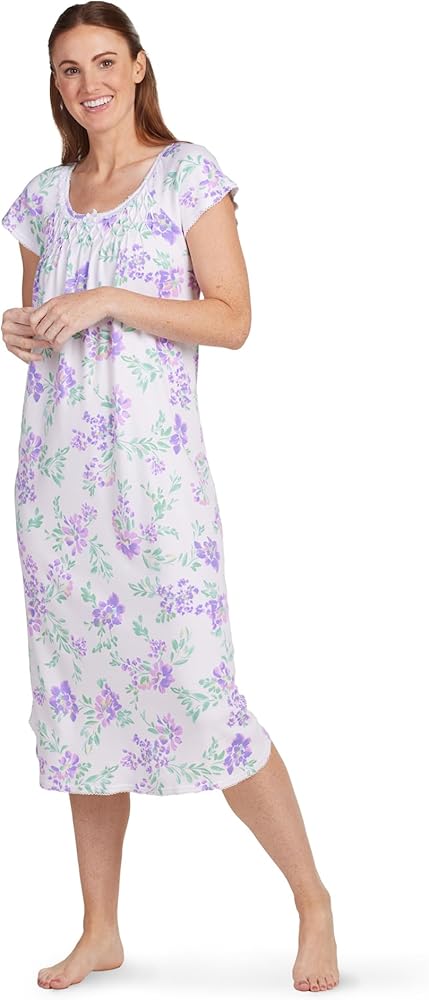 Miss Elaine Nightgown, Long Cottonessa Gown, Nightgown with Short Sleeves, Sleepwear & Loungewear