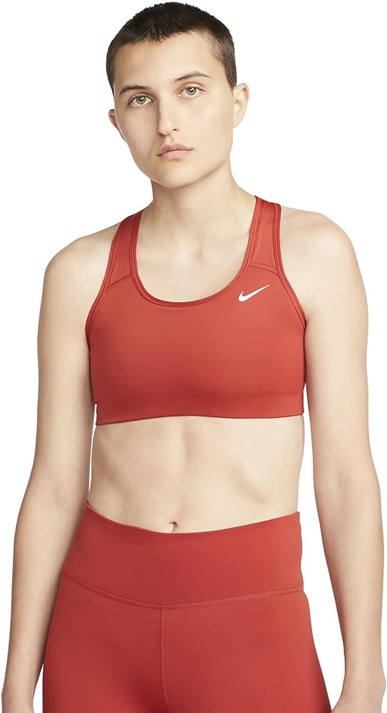 Nike Women's Medium Support Non Padded Sports Bra (as1, Alpha, m, Regular, Regular, Cinnabar/White, Medium)