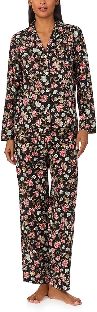 Lauren Ralph Lauren Women's Long Sleeve Notch Collar Lawn Pajama Set