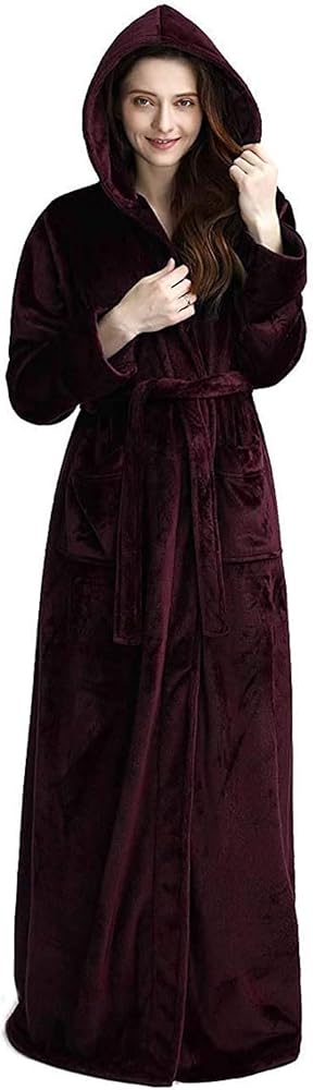 Artfasion Robes for Women with Hood Long Soft Warm Full Length Bathrobes Luxurious Plush Fleece Winter Robes