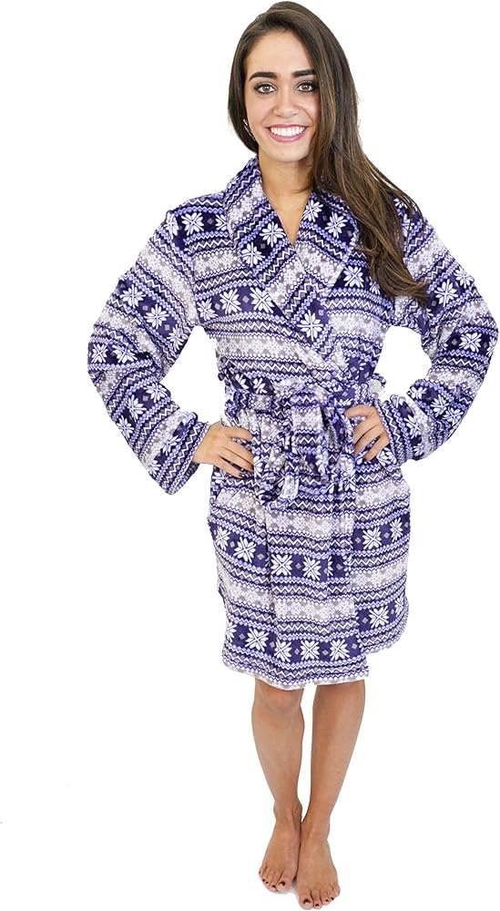 Cherokee womens Polyester Plush Shawl Collar Bathrobe Sleepwear