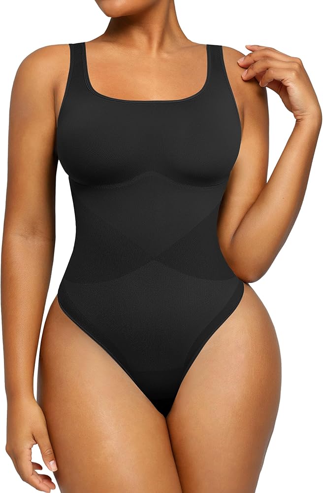 SHAPELLX Shapewear Bodysuit For Women Tummy Control Shape Wear Seamless Bodysuit Sculpting Thong Body Shaper Tank Top Fajas