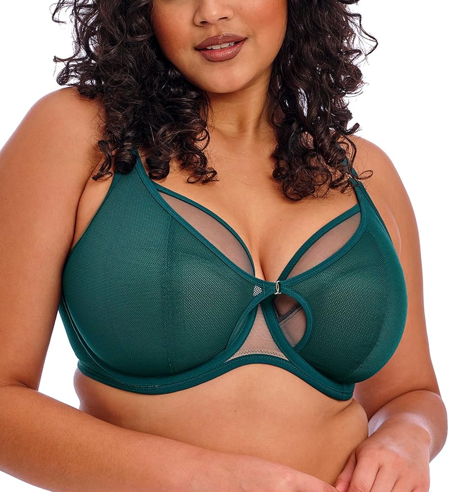 Elomi Kintai Peek-a-Boo Plunge Underwire Bra (301202),40J,Deep Teal