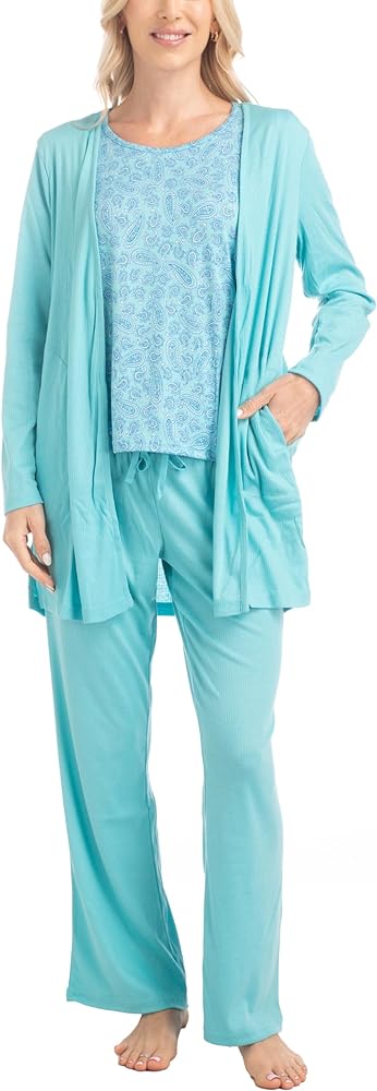 MUK LUKS Anything 3 Piece Sleep and Lounge Set, Pajamas, Multiple Sizes, Multiple Colors