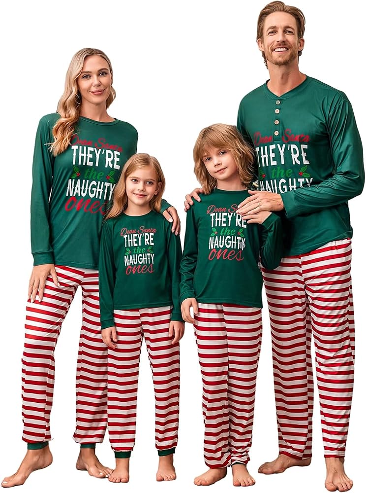 Ekouaer Matching Family Christmas Pajama Sets Womens Mens Kids Pjs Long Sleeve Sleepwear Holiday Lounge Sets