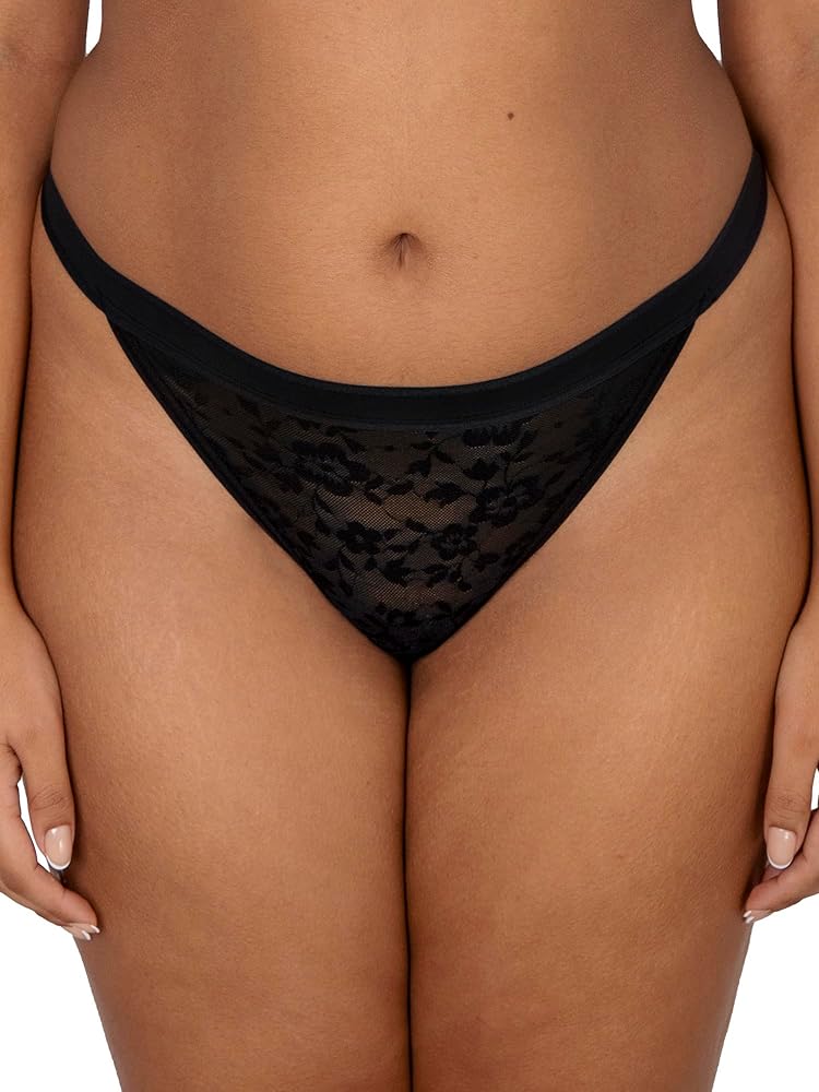 Curvy Couture Women's Plus Size Thong Panties Available in Smooth, Mesh and Lace