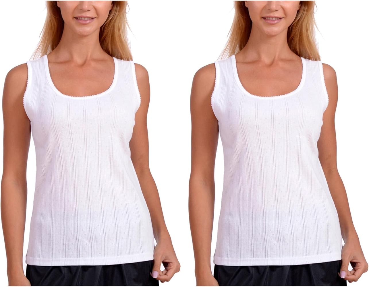 Patricia Lingerie Women's Soft Cotton Cami Tank Top with Scoop Neckline 2 Pack