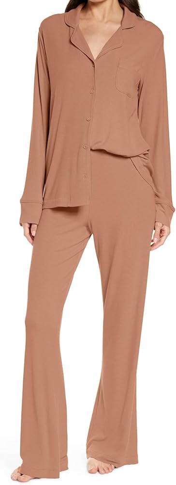 GeGekoko Women's Pajama Sets Long Sleeve Button-Down Shirt Two-piece Sleepwear Loungewear Pjs Set