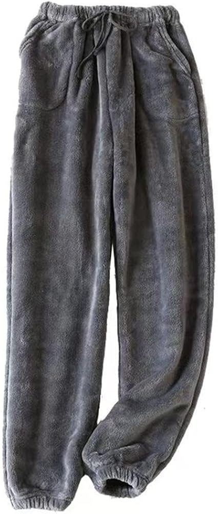 Women's Coral Fleece Pajama Pants Comfy Warm Pajama Lounge Long Pants Sleepwear Velvet Home Pants with Pockets