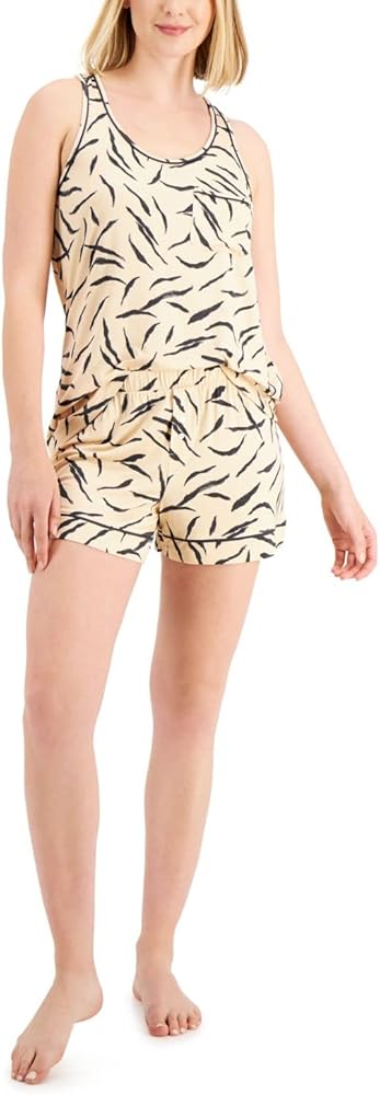 Alfani Womens Tank & Shorts Pajama Set,Zebra,X-Large