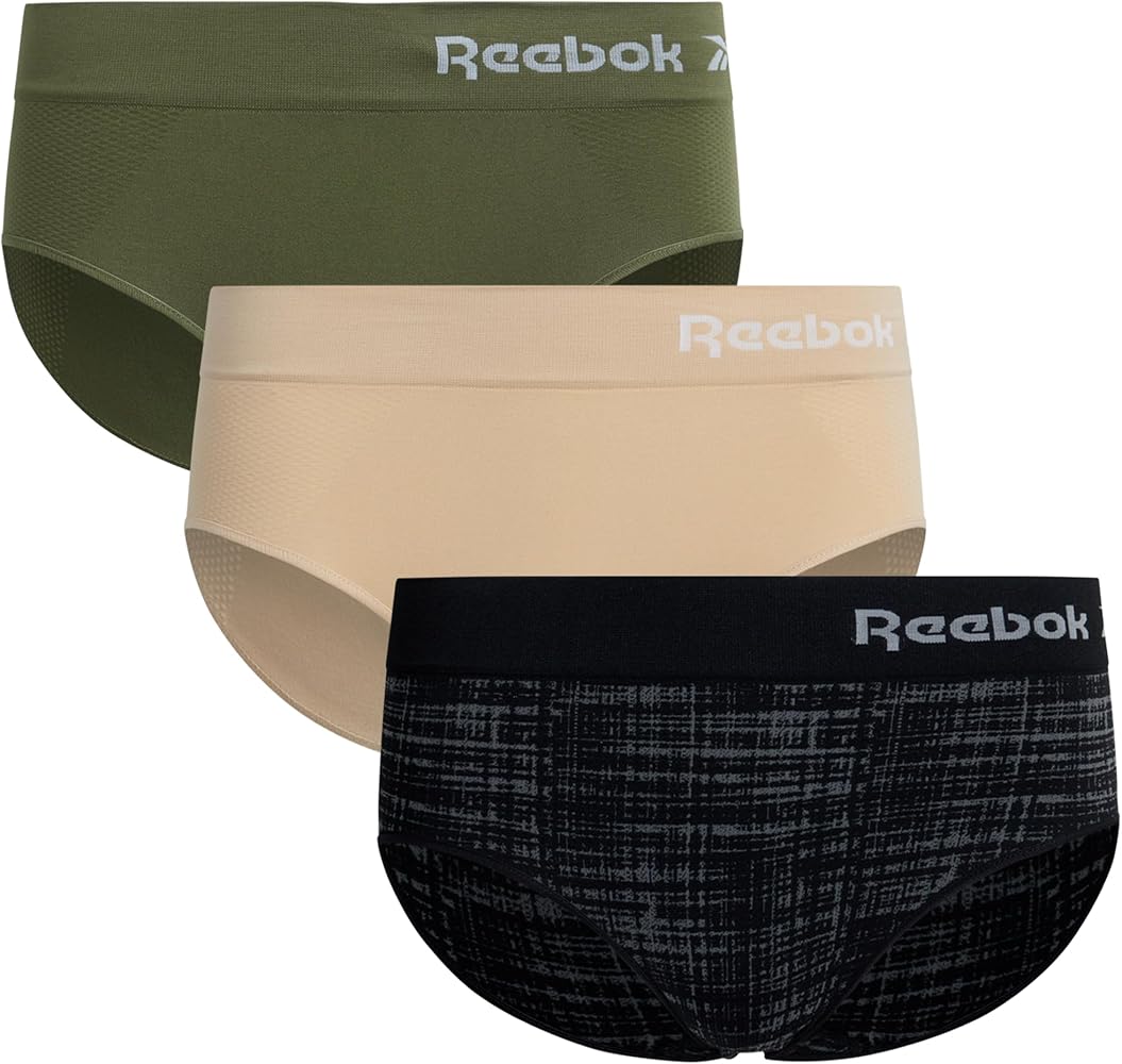 Reebok Women's Hipster Briefs - 3 Pack Breathable Stretch Performance Hipster Panties - Seamless Underwear for Women (S-XL)