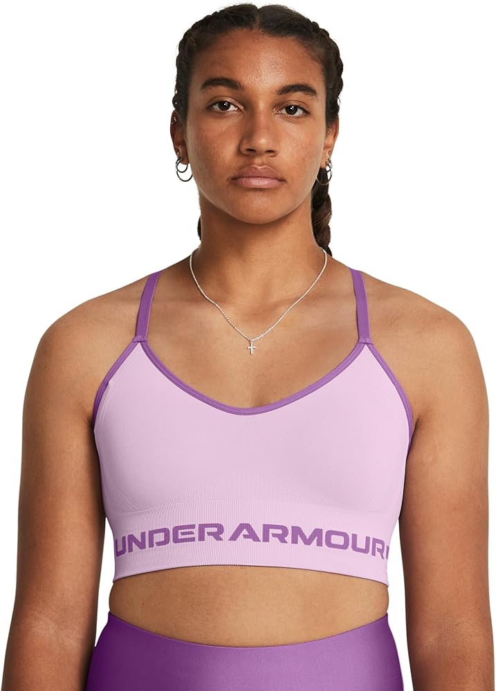 Under Armour Womens Seamless Low Impact Long Sports Bra, (543) Purple Ace / / Provence Purple, X-Small