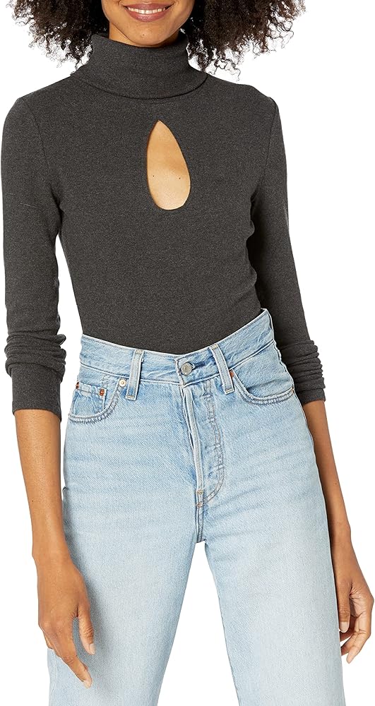 KENDALL + KYLIE womens Turtleneck Bodysuit With KeyholeBodysuit