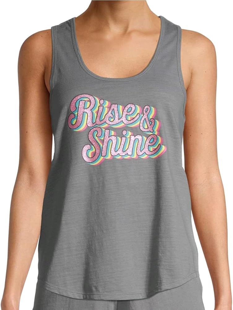 Secret Treasures Rise & Shine Grey Flannel Sleep Tank Top - Large