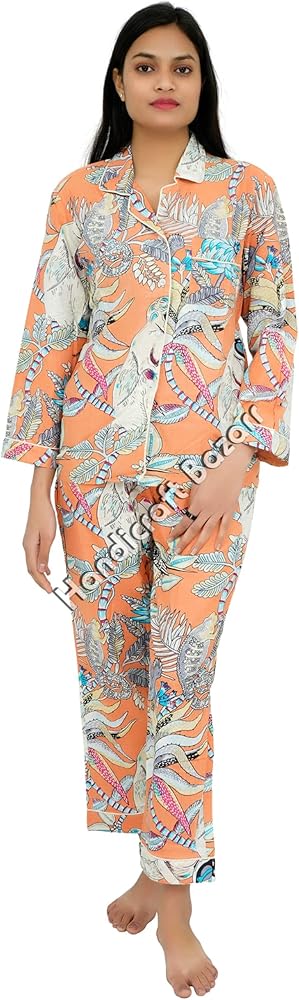 Ethnic Cotton Printed Night Suit Floral Artful Sleepwear For Women Comfort Nightwear Travel Suit