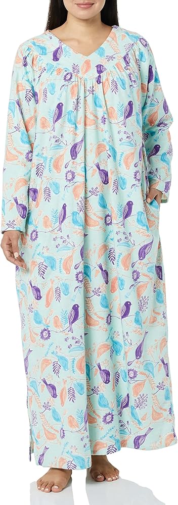 AmeriMark Women Full-Length Flannel Nightgown Pajamas – Ladies Lightweight Warm Cotton Night Gown Nightshirt for Sleeping