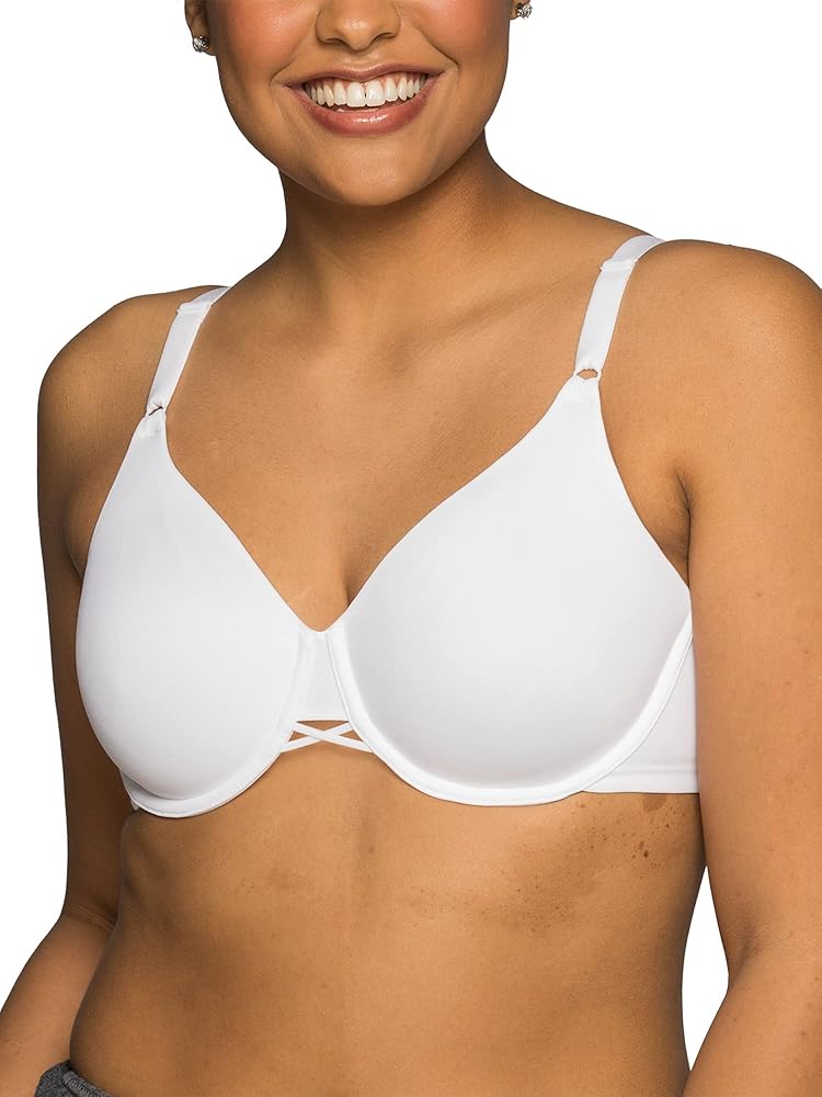 Vanity Fair Radiant Womens Back Smoothing Underwire Bra, 44DD, Star White