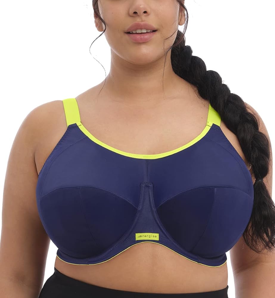 Elomi Energise J-Hook Underwire Sports Bra (8041),36FF,Navy