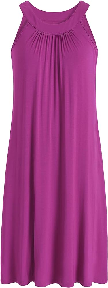 Latuza Women's Viscose Sleeveless Nightgown with Pockets